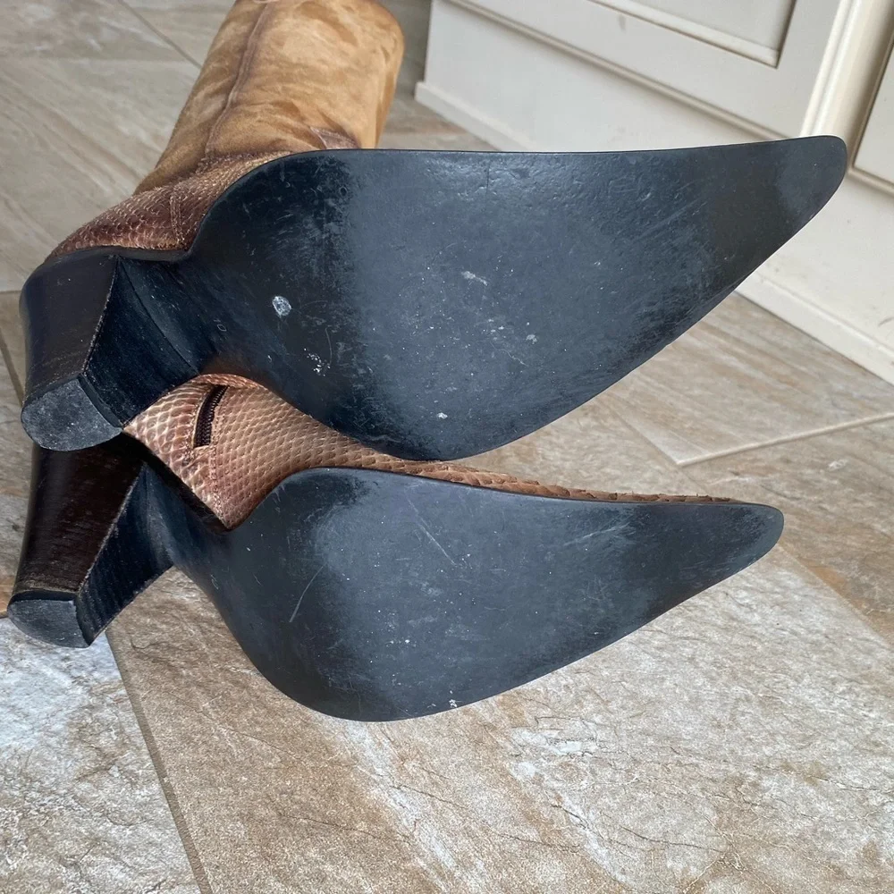 STEVEN Snakeskin and Suede Cowboy Boot - Picture 14 of 14